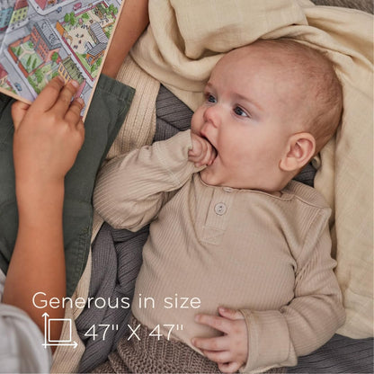 Swaddle - 100% Organic Cotton - Muslin Swaddle Blankets for Newborn, 47" x 47" (Fog)