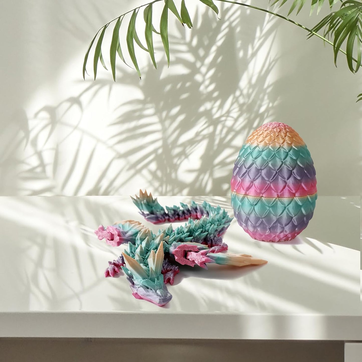 Easter Dragons 3D Printed Dragon Egg with Dragon Inside Crystal Dragon Fidget Toy for Adult Full Articulated Dragon for Home Office Decor