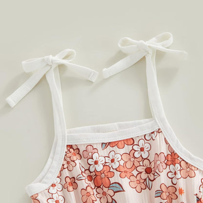 WZTYYDS Toddler Baby Girl Summer Clothes Floral Romper Tie-Up Strap Halter Jumpsuit Infant Summer Sling Playsuit 6M-3T