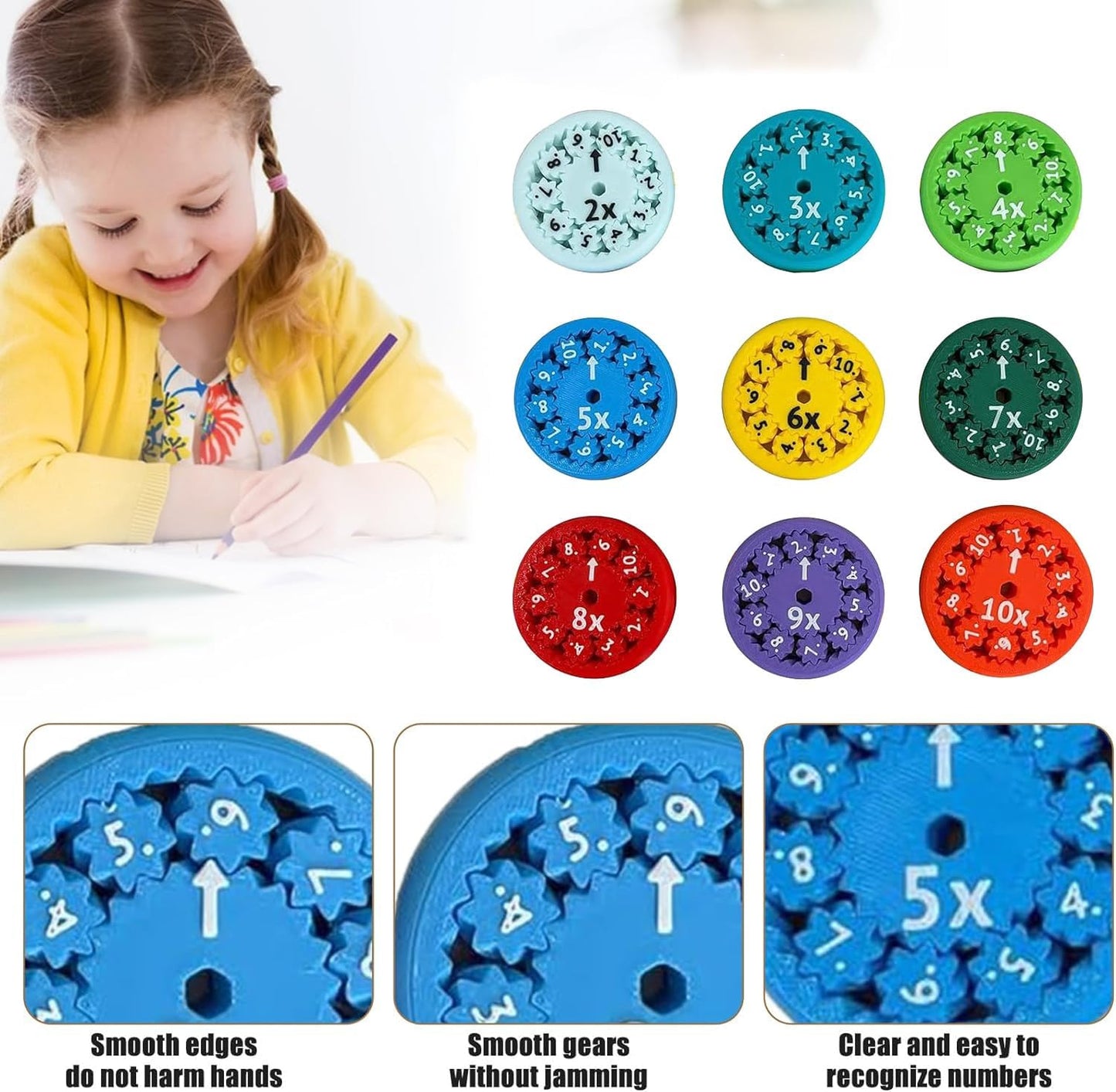 Math Fidget Spinner, Math Fact Fidget Spinners, Math Fidget Toy, Math Learning & Education Toys Game (Multiply Or Divide 9pcs)