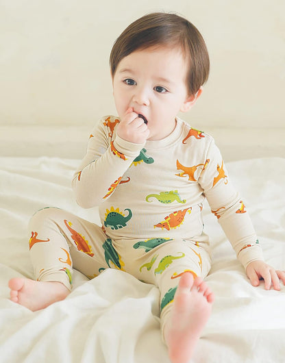VAENAIT 6M-12Y Toddler Kids Girls Boys Soft Comfy Modal Tencel Solid Raglan Sleepwear Pajamas Pjs 2pcs/4pcs Set