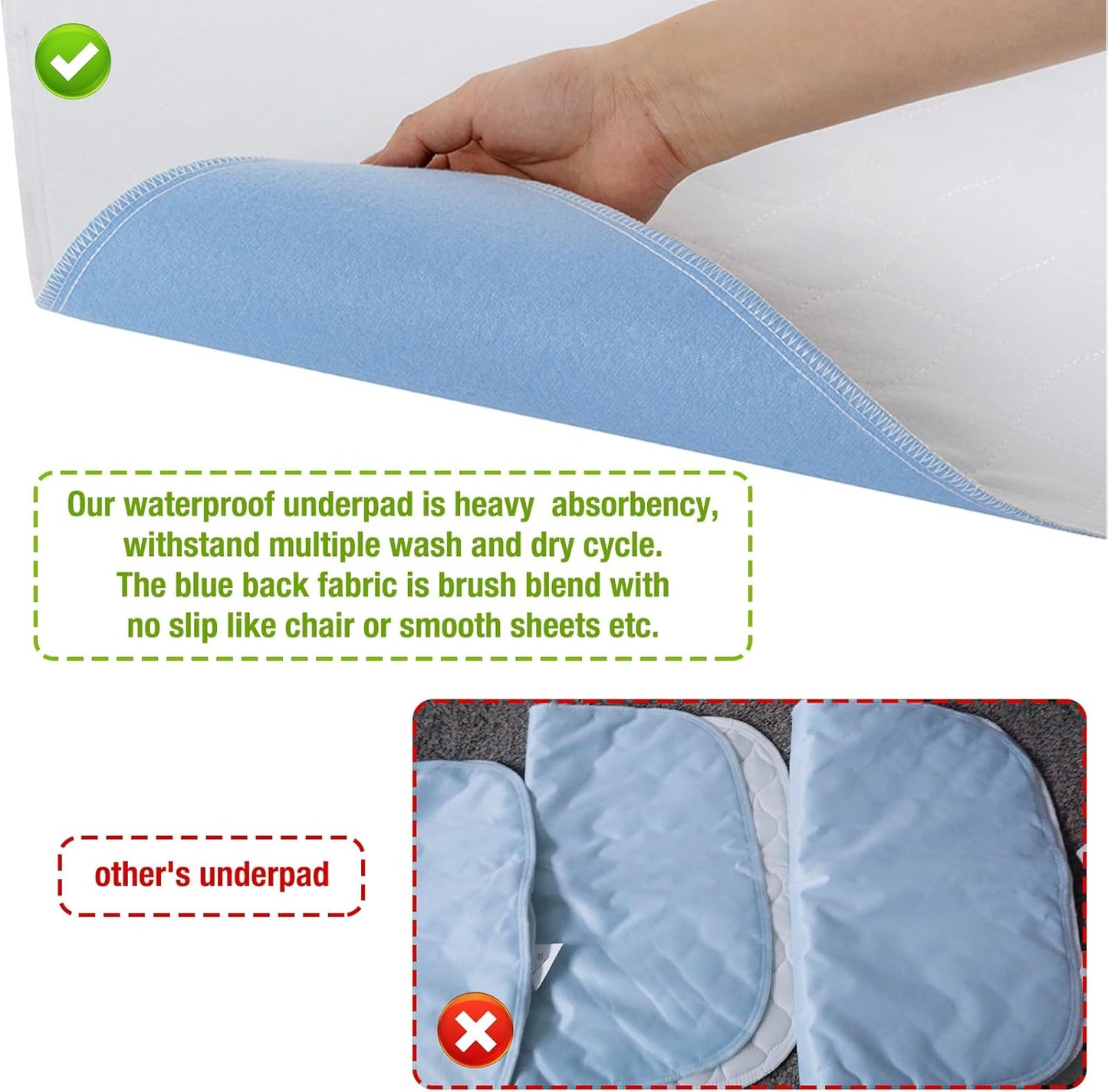 Bamuho Bed Pads for Incontinence Washable with 4 Layers of Protection, Waterproof Bed Pads Large