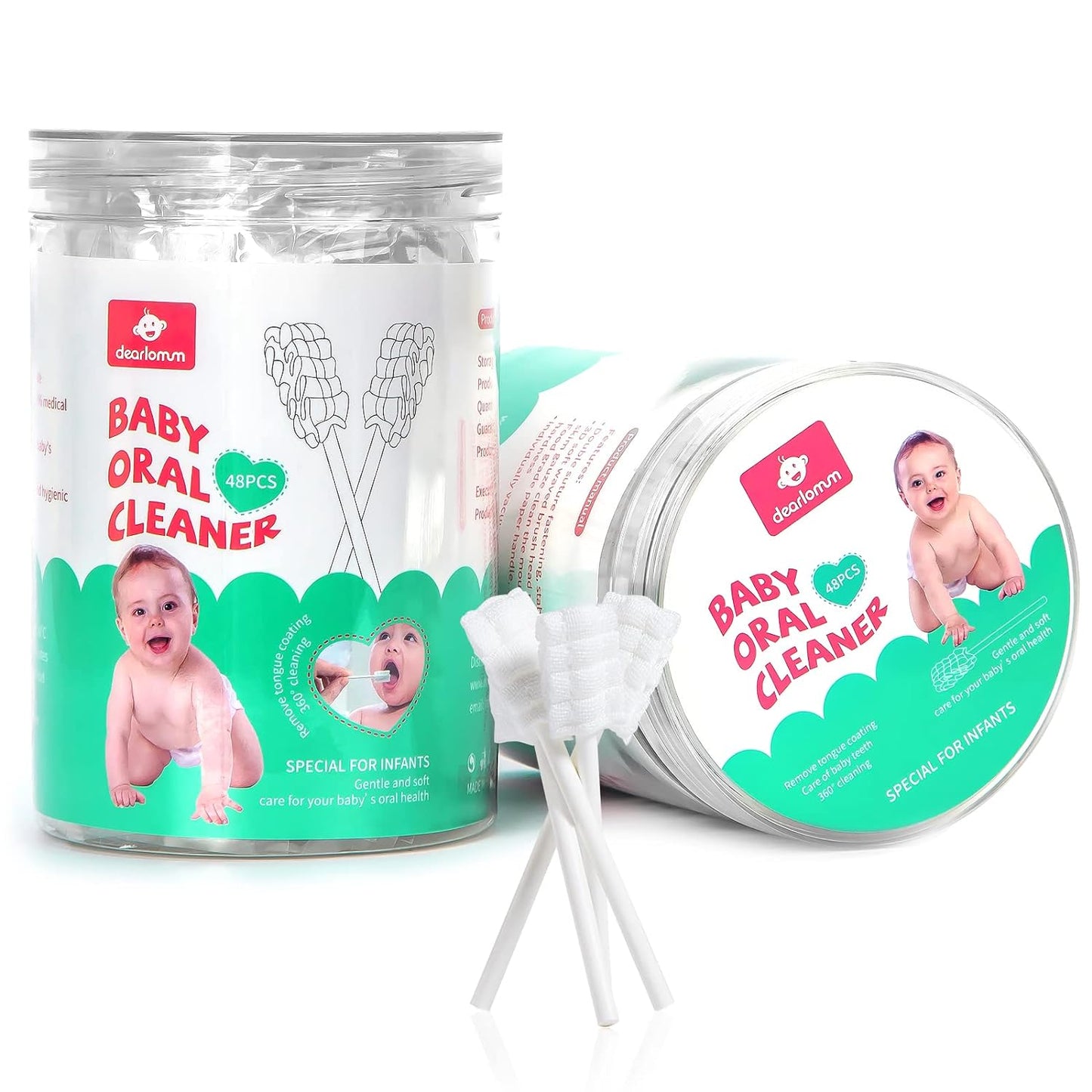 dearlomum Baby Tongue Cleaner, Newborn Toothbrush, 48PCS Disposable Infant Clean Mouth,Gauze Gum
