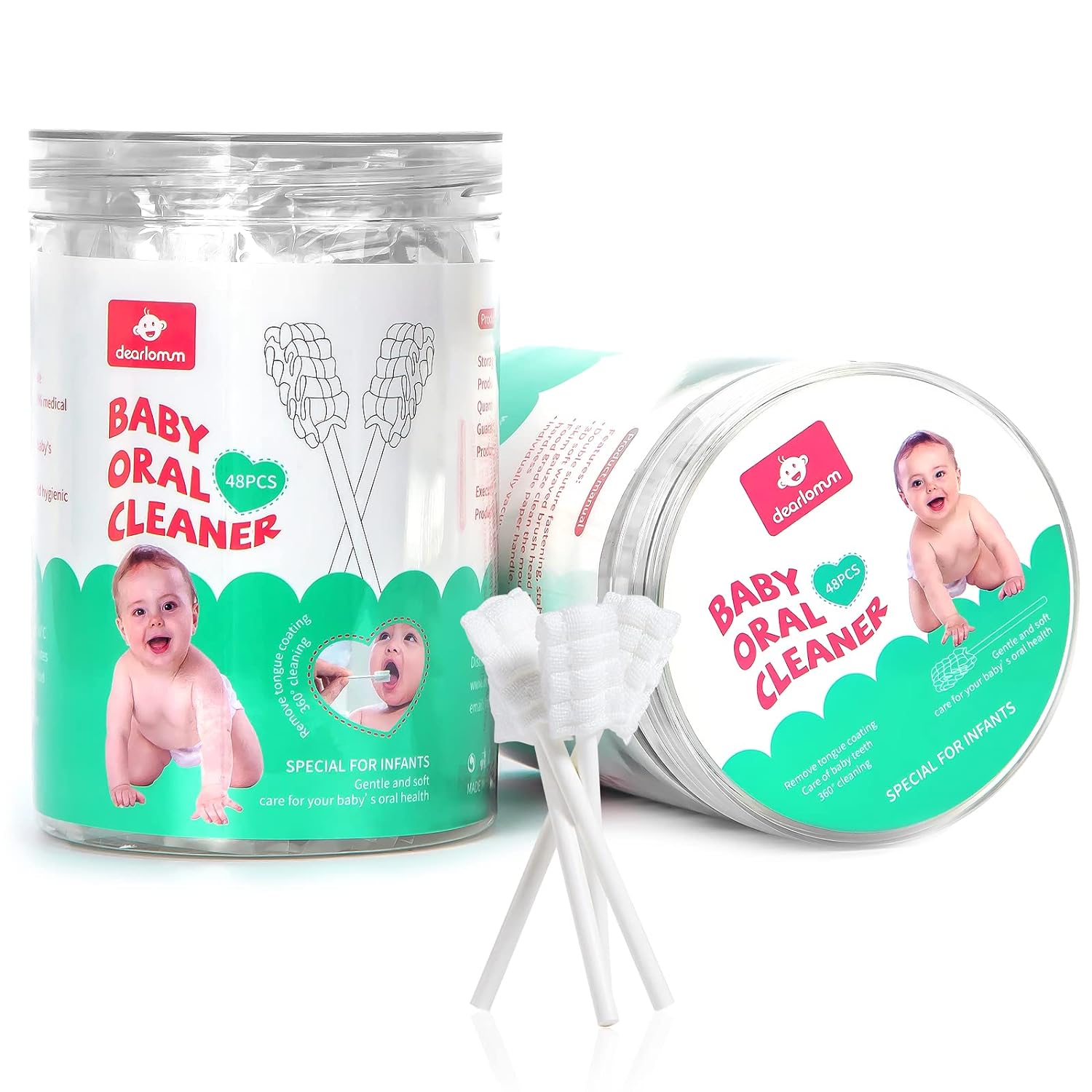 dearlomum Baby Tongue Cleaner, Newborn Toothbrush, 48PCS Disposable Infant Clean Mouth,Gauze Gum