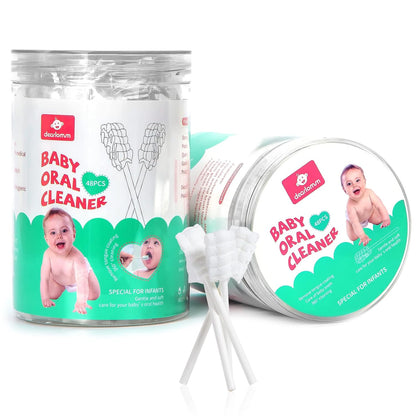 dearlomum Baby Tongue Cleaner, Newborn Toothbrush, 48PCS Disposable Infant Clean Mouth,Gauze Gum