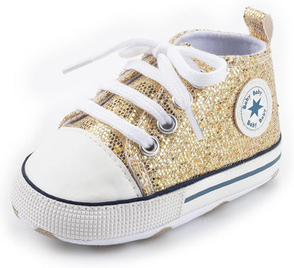 Unisex Baby Girls Boys Canvas High-top Shoes, Newborn Infant Anti-Slip Soft Sole Frist Walking Breathable Sneakers