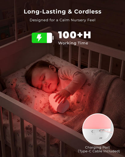FULNIX Egg Light for Nursery, Eye-Caring Touch Control Rechargeable Baby Night Light with 17 Color