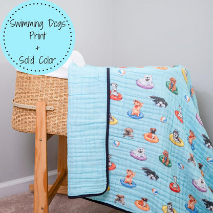 LollyBanks Muslin Blanket 100% Organic Cotton, Summer Muslin Quilt Lightweight, 6 Layers Baby