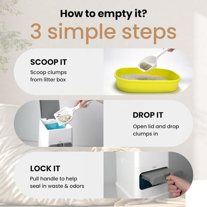 GKJ Cat Litter Trash Can, Cat Litter Disposal Bin | Garbage Disposal Diaper Pail | No Smell Cat Litter Pail | Pet Waste Pail for Cats, Dogs, Rabbits, Includes 1 Roll Refill Bag