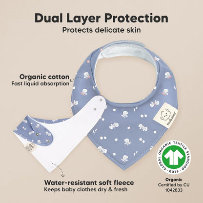 8-Pack Organic Baby Bandana Bibs for Girls - Super Absorbent Triangle Baby Bibs for Drooling and Teething Infant, 100% Cotton Extra Soft for Newborn, Infant 0-36 Months (Fleur)