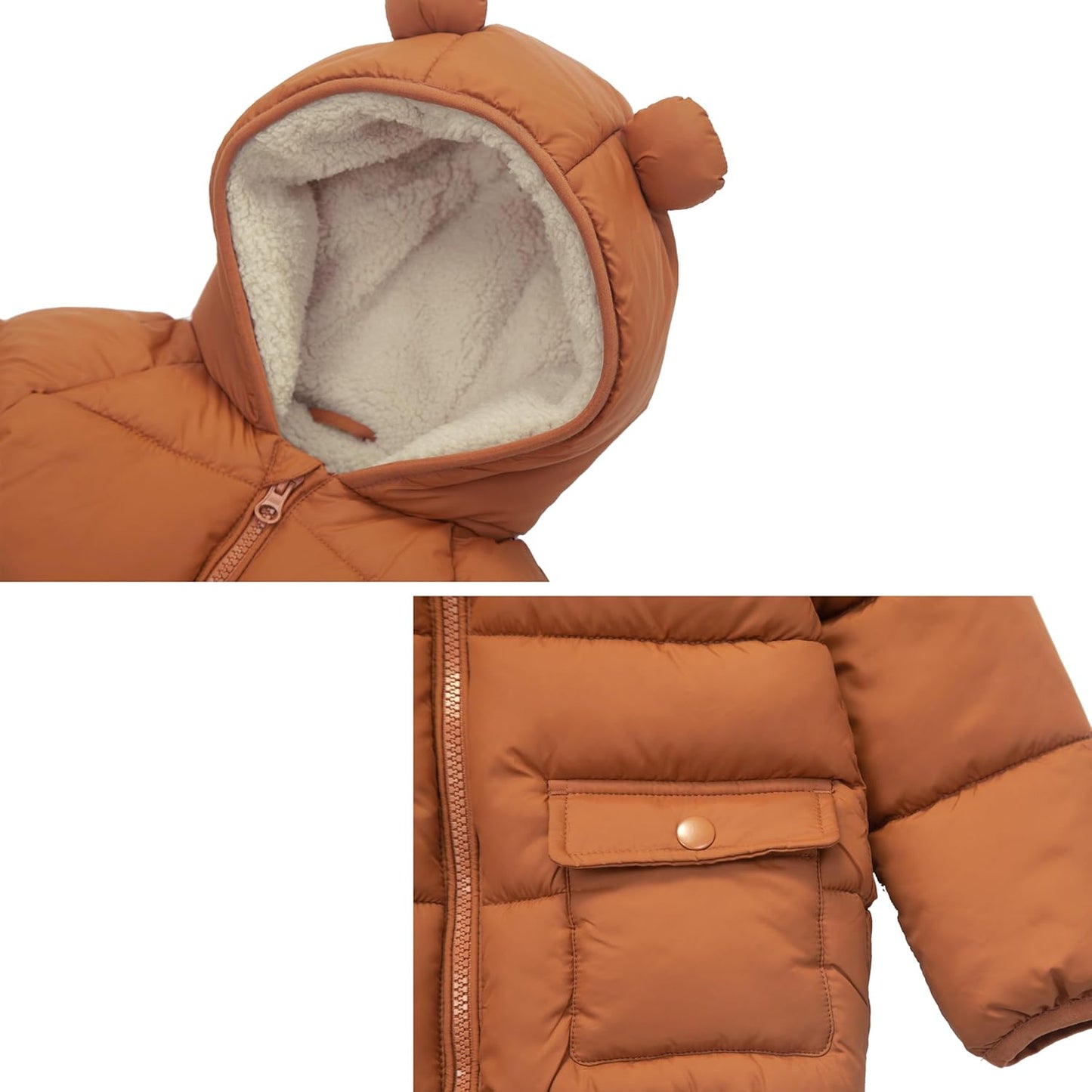 Rokka&Rolla Baby Boys' Water-Resistant Sherpa Fleece Lined Puffer Jacket Winter Coat for Newborn Infants Toddler