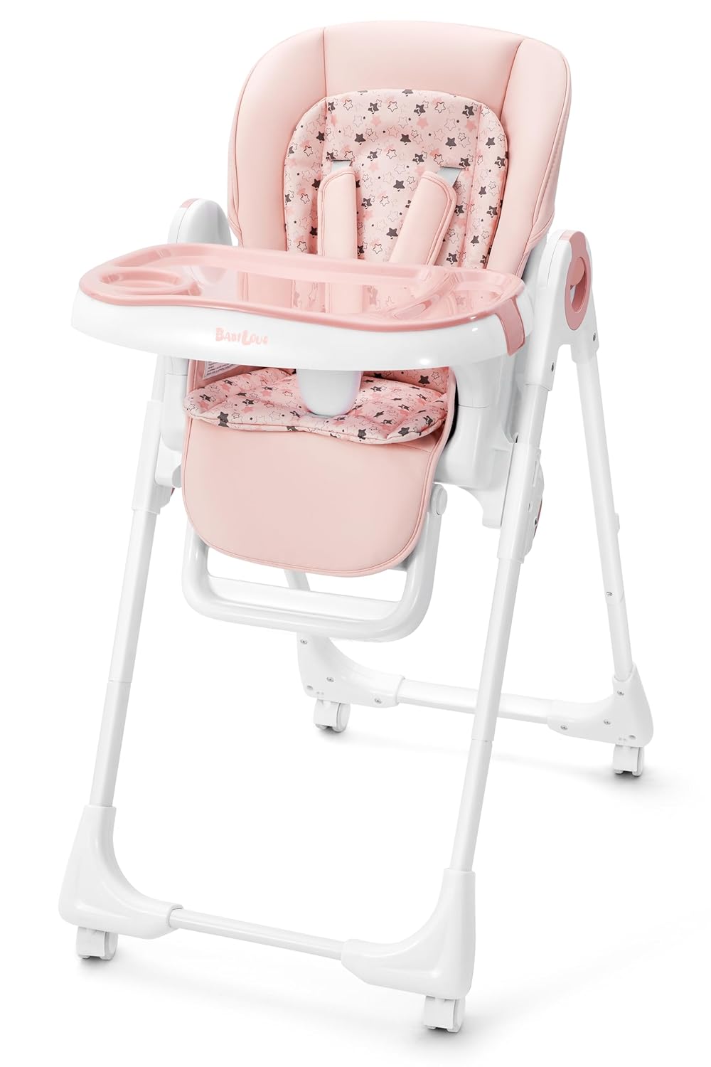 Foldable High Chair with Soft Cushion, High Chairs for Babies and Toddlers, Height Adjustable