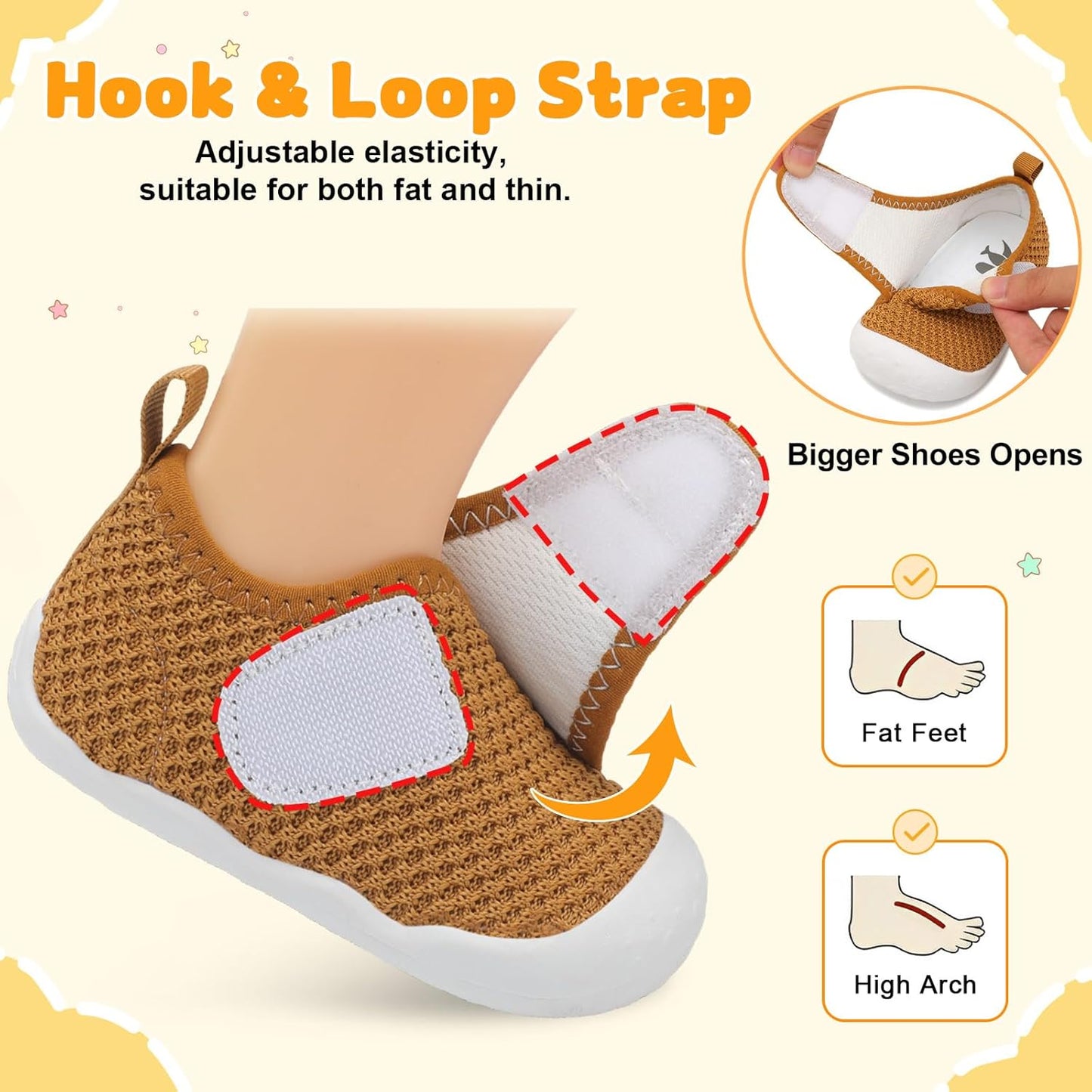 FEETCITY Baby First Walking Shoes Wide Baby Shoes Infant Sneakers Newborn Crib Shoe Barefoot Lightweight Slip On Shoe