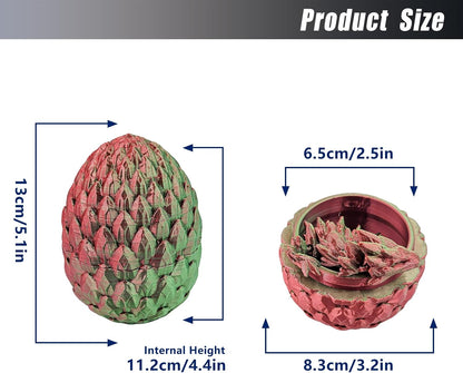 Easter Dragon Eggs 3D Printed Dragon Egg with Dragon Inside Articulated Crystal Dragon Fidget Toy Mystery Easter Suprise Home Office Decor Executive Desk Toys