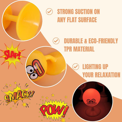 Desktop Punching Bag - 4.41 x 2.76 Inches, Light-Up Stress Relief Toy with Suction Cup Base, Eco-Friendly TPR Material, 4 Facial Expressions - Desk Toy for Anxiety and Fun