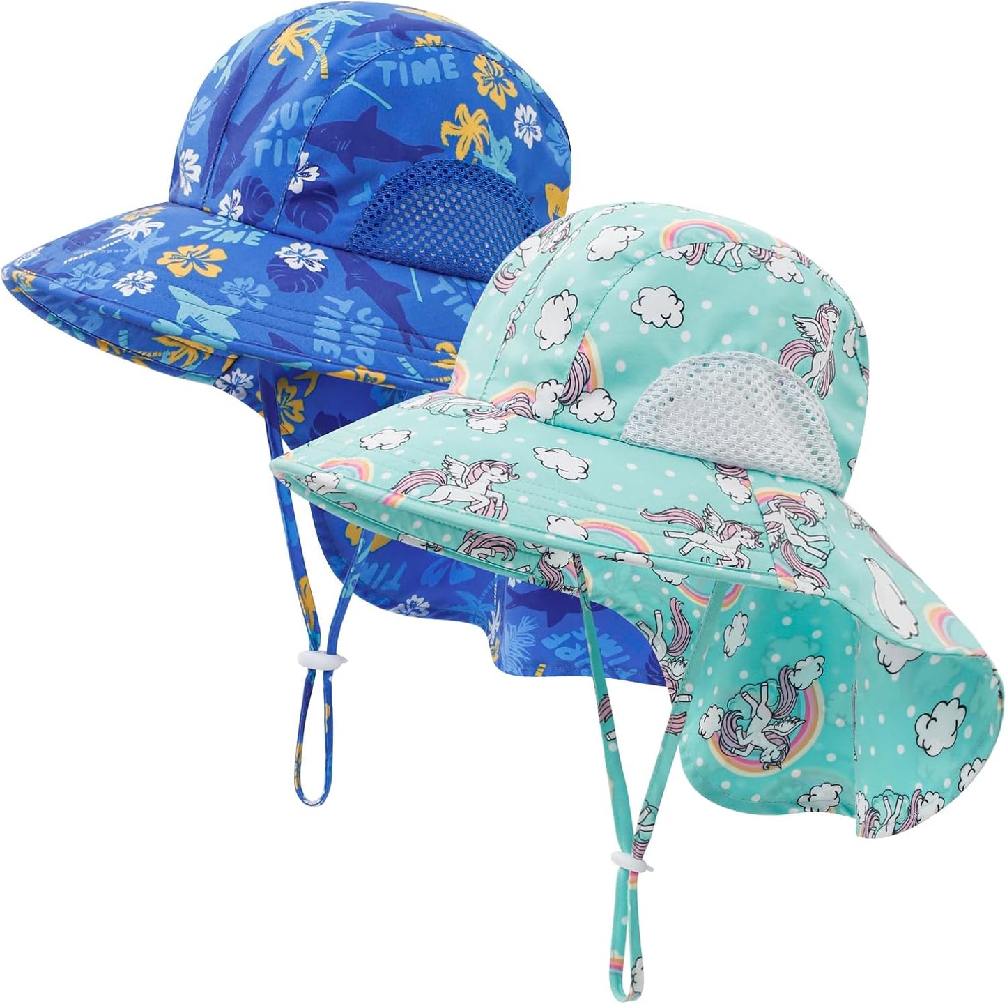 Baby Sun Hat UPF 50+ Mesh Liner Toddler Bucket Hats with Wide Brim Neck Flap for Outdoor Beach Swim