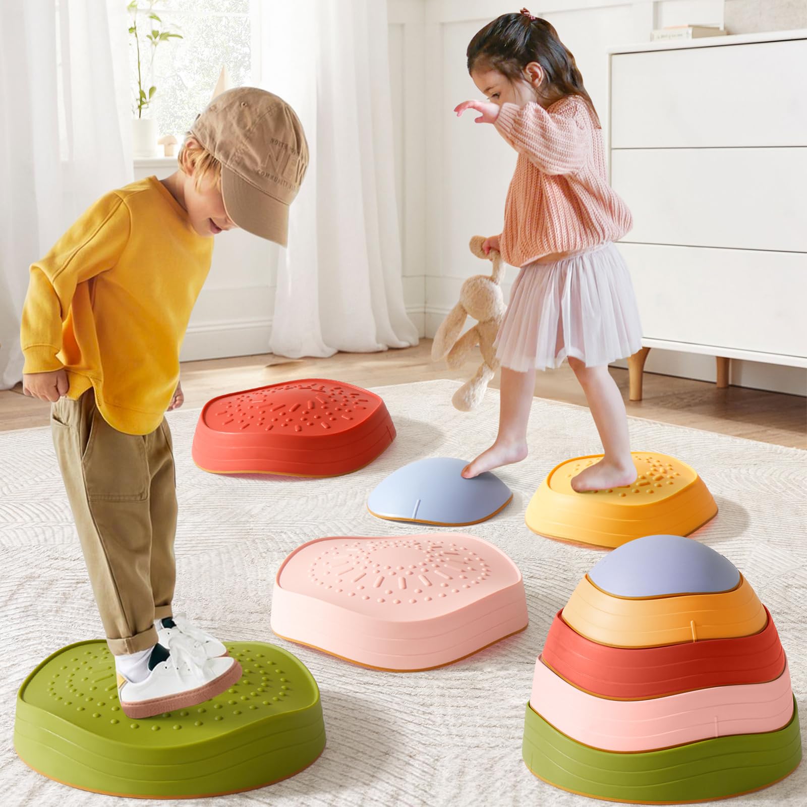 Tiny Land Stepping Stones for Kids, 5pcs Non-Slip Balance Toddler Toys