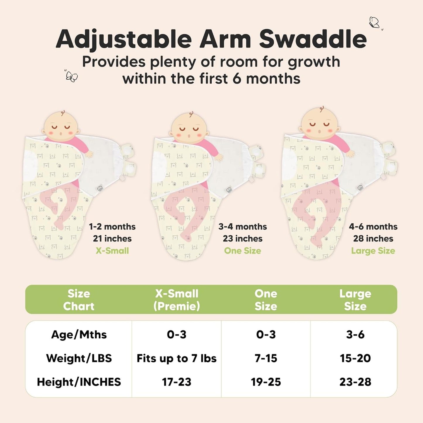 3-Pack Organic Baby Swaddle Sleep Sacks - Swaddles for Newborns, Infant 0-3 Months, Baby Girls