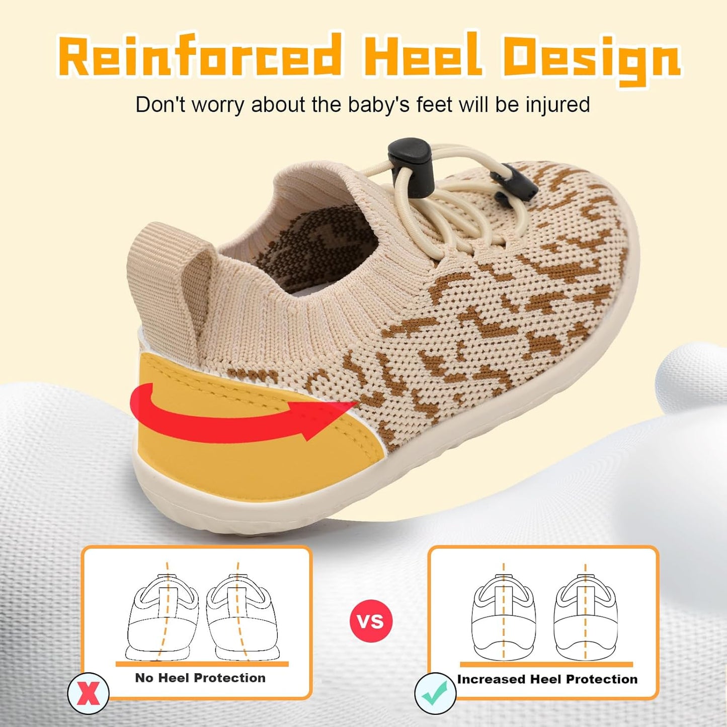 FEETCITY Baby Shoes Boys Girls First Walking Shoes Lightweight Infant Sneakers Slip On Shoe