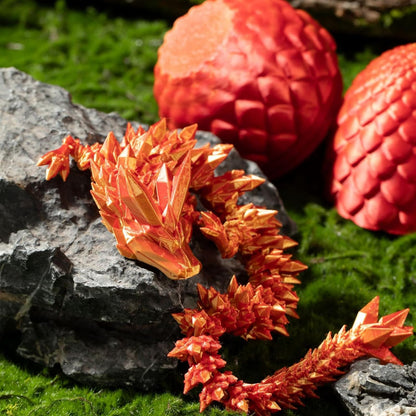3D Printed Dragon in Egg, Full Articulated Dragon Crystal Dragon with Dragon Egg， Home Office Decor Executive Desk Toys, Adults Fidget Toys for Autism ADHD，3D Printed Gift