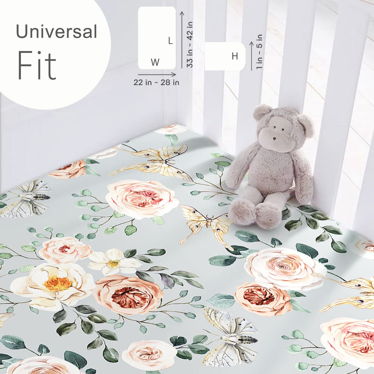 GRSSDER Stretchy Ultra Soft Jersey Knit Fitted Pack n Play Sheets Set 2 Pack, Portable/Mini Crib