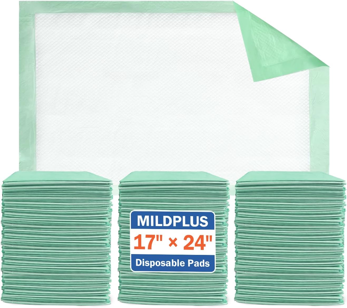 Disposable Underpads 17"×24"(100 pcs) Light Absorbent Bed Pads Small Chucks Pads for Kids, Puppy, Cat and Tioilet
