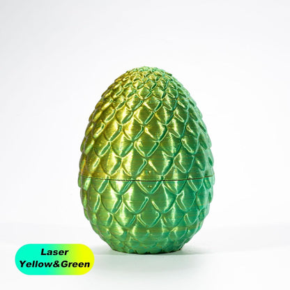 STONESTAR 3D Printed Dragon Fidget Toys, Full Articulated Dragon Crystal Dragon in Egg, Home Office Executive Desk Toys, 11" Dragon with 5" Egg (Laser Yellow&Green)