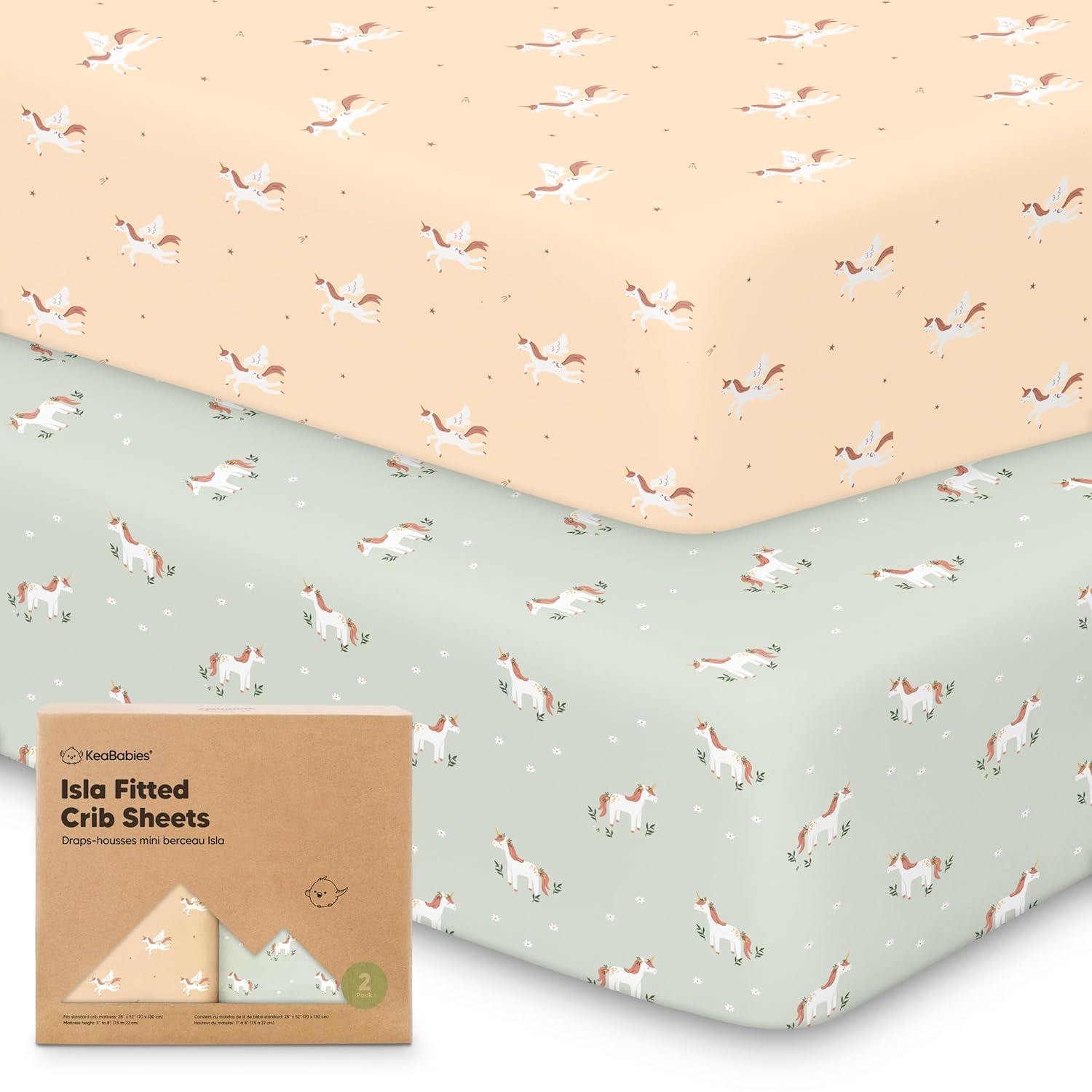 KeaBabies 2-Pack Baby Crib Sheets for Boys, Girls - 52x28 Viscose Derived from Bamboo Toddler Bed