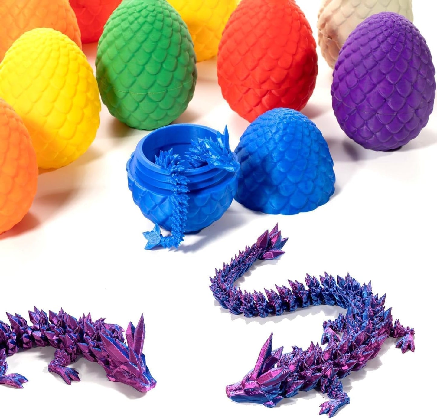 Executive Desk Toys Easter Egg, 3D Printed Dragon, 3D Dragon Eggs with Dragon Inside, Dragon Toy Dragon Egg Fidget Toy, Fidget Toys for Autism/ADHD (Laser Purple)