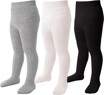 Marchare Baby Girls Tights Thick Solid Cable Knit Leggings Winter Warm Stockings For Toddler Girls 1/2/3/4/5 Pack