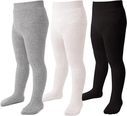 Marchare Baby Girls Tights Thick Solid Cable Knit Leggings Winter Warm Stockings For Toddler Girls