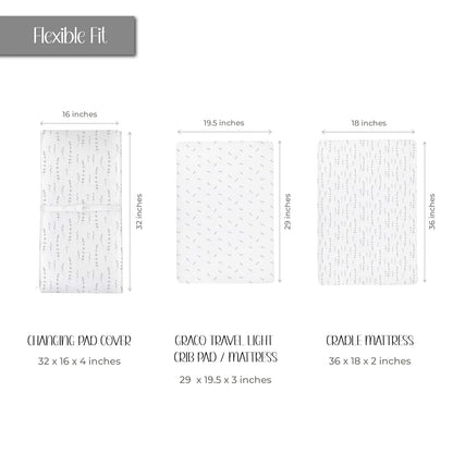 Ely’s & Co. Changing Pad Cover, Diaper Changing Table Sheets, 2 Pack, Cradle Sheet Set for Baby Boys/Girls, 100% Jersey Knit Cotton, Forest Grey Collection, 32”x16”x5”