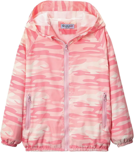 WELAKEN Lightweight Jacket for Girls Kids & Toddler II Girls' Print Water-Resistant Jacket