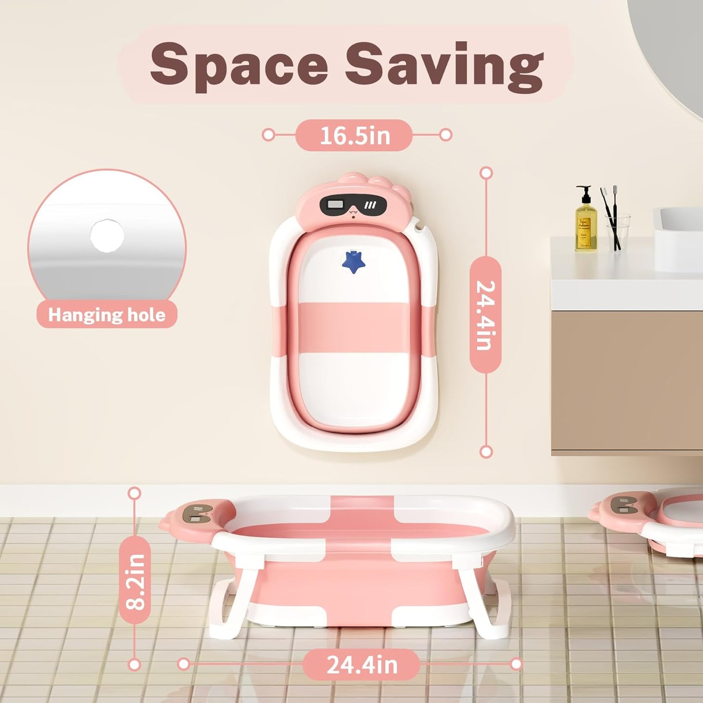 AVIDOR Baby Bathtub,Collapsible Bathtub for Newborn to Toddler,Durable Essential Infant Bath