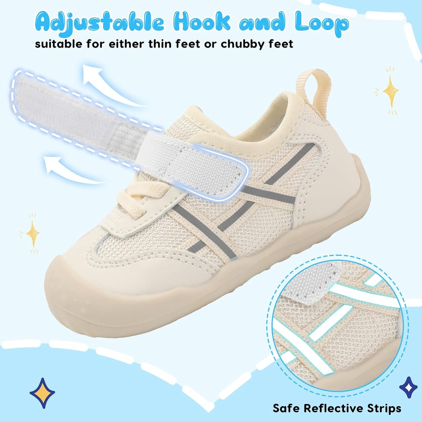 Scurtain Baby Shoes Boy Girl First Walking Shoe Infant Crib Breathable Sneakers Lightweight Barefoot Shoes for Babies