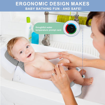 Baby Bath Support,Ideal for Babies Less Than 6 Months Old,with Thermometer-Adjustable Slope Newborn