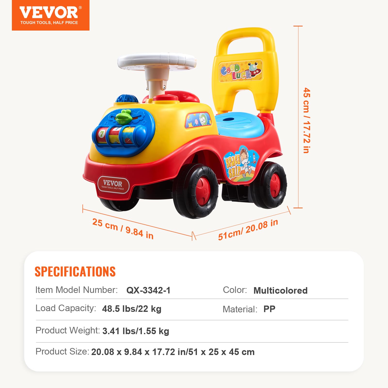 VEVOR Ride On Push Car for Toddlers, Ages 19+ Months, Ride Racer, Sit to Stand Toddler Ride On Toy