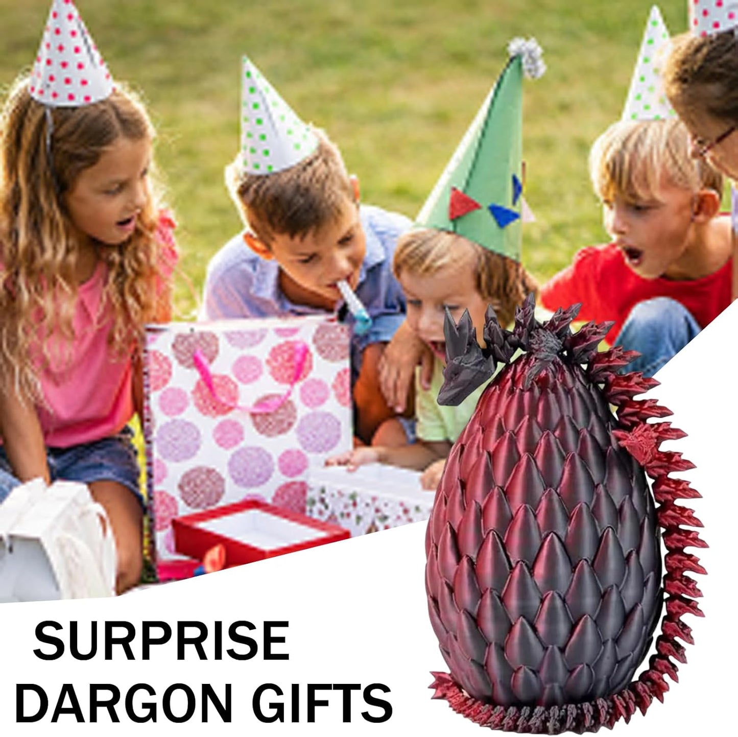 Cessfle 3D Printed Dragon in Egg, Crystal Dragon Eggs with Dragon Inside, Full Articulated Dragon Eggs 3D Dragon Toys, Mystery Dragon Egg for House of Dragon, 3D Printed Animals Fidget Toys