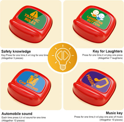 HONGTUO School Bus Toy with Sound and Light, Simulation Steering Wheel, Toddlers School Bus with Music Education, Gift for 1-3-5 Boys & Girls