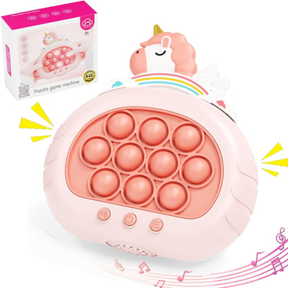 Stress Relief Toys, Decompression Breakthrough Puzzle Pop Button Gopher Handheld Game Machine, Novelty Fidget Toys Party Favor Gifts for Kids Adults (Rainbow Unicorn)