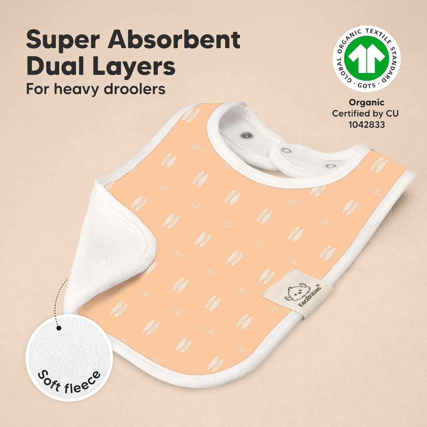 KeaBabies 8-Pack Organic Baby Bibs for Boys, Girls - Super Absorbent Cotton Drool Bibs for Baby Girl & Boy, Teething Toddler, Drooling Newborn, Ultra Soft & Machine Washable (Beach Day)