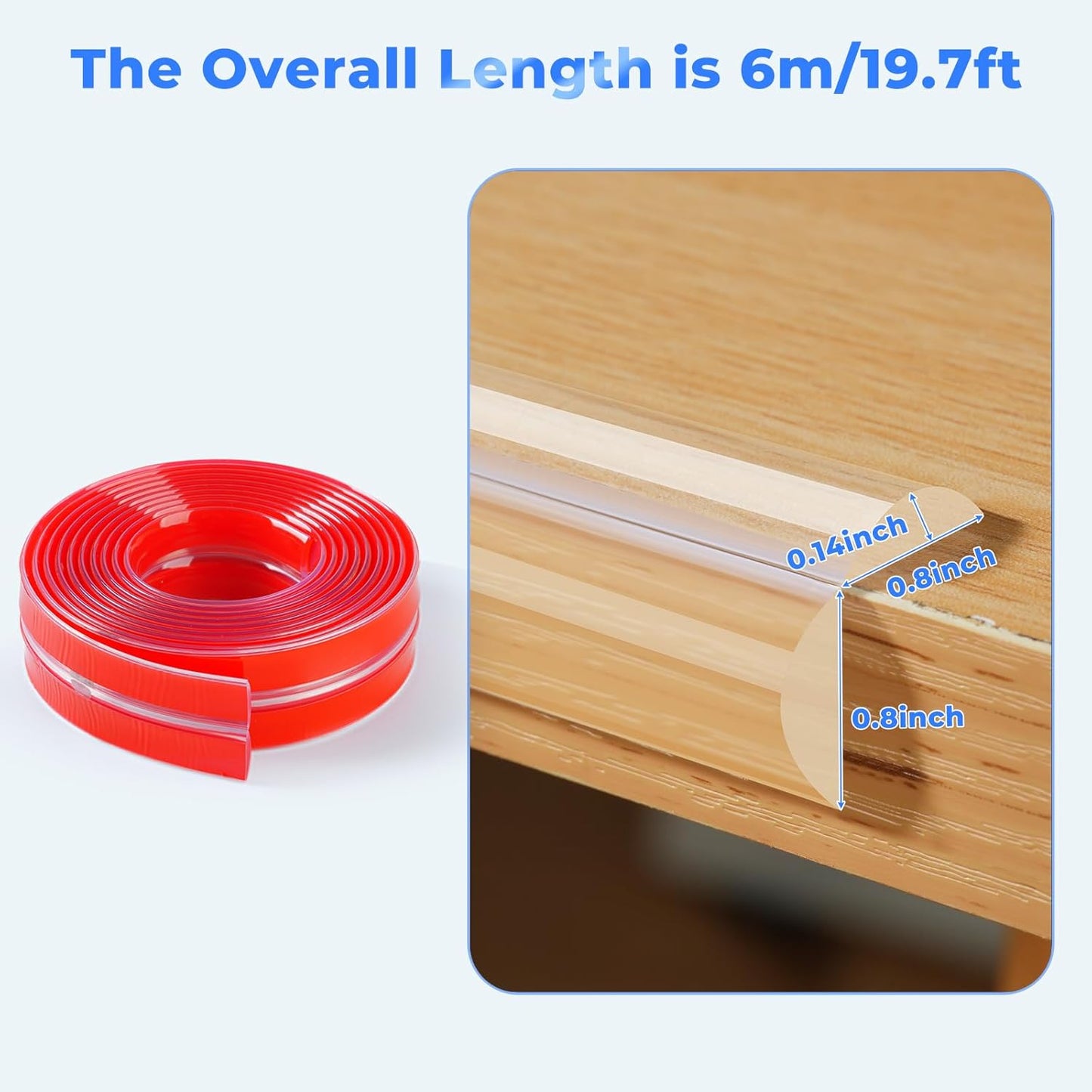 Edge Corner Protector Baby Proofing, Clear Soft Corner Protectors Baby Proof, Furniture Corner Guard & Edge Safety, Edge Protector for Table and Fireplace(19.6ft L*1.56inch W*0.14inch H)