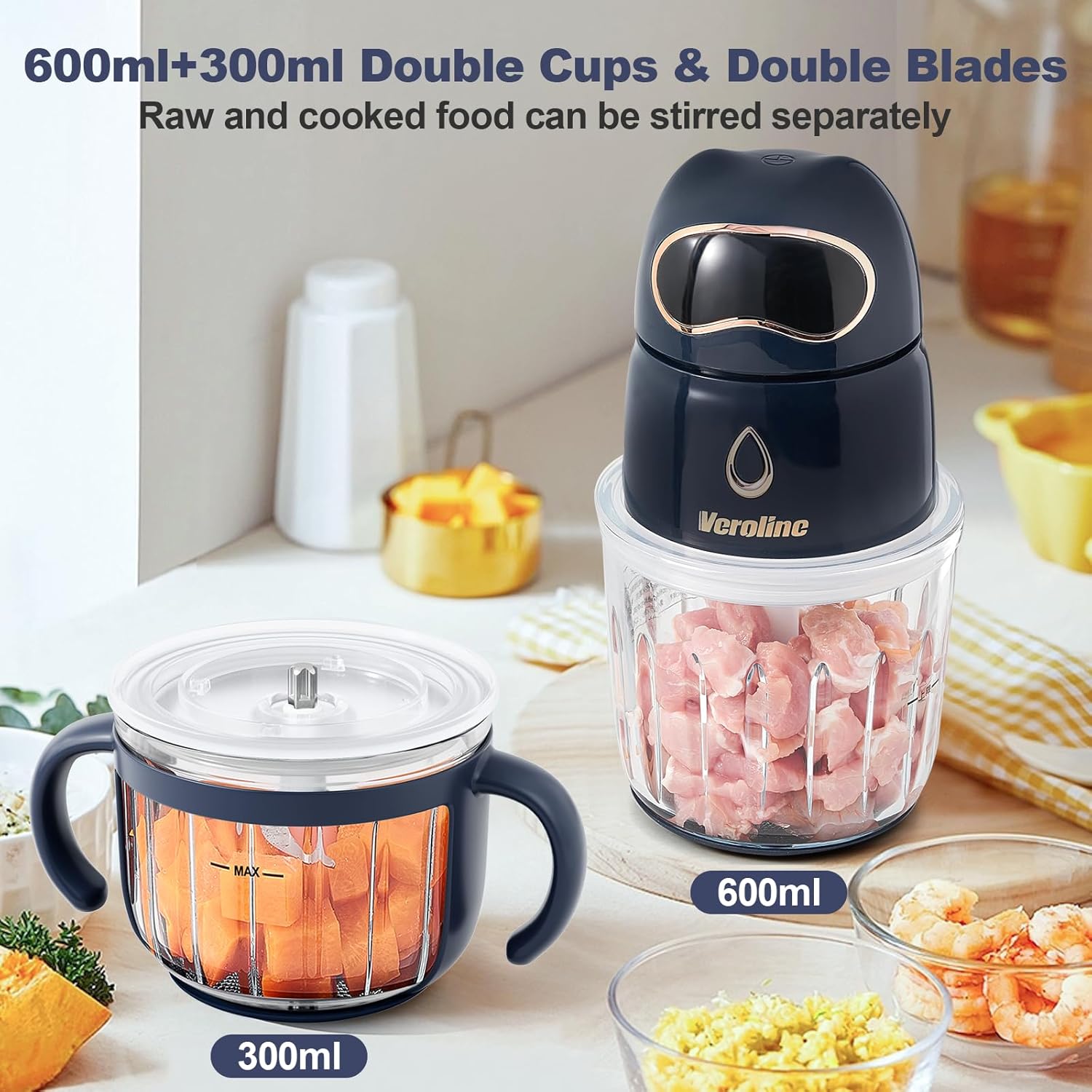 Baby Food Maker, 10-in-1 Baby Food Processor Set with 2 Glass Bowls (600ml+300ml), Baby Food