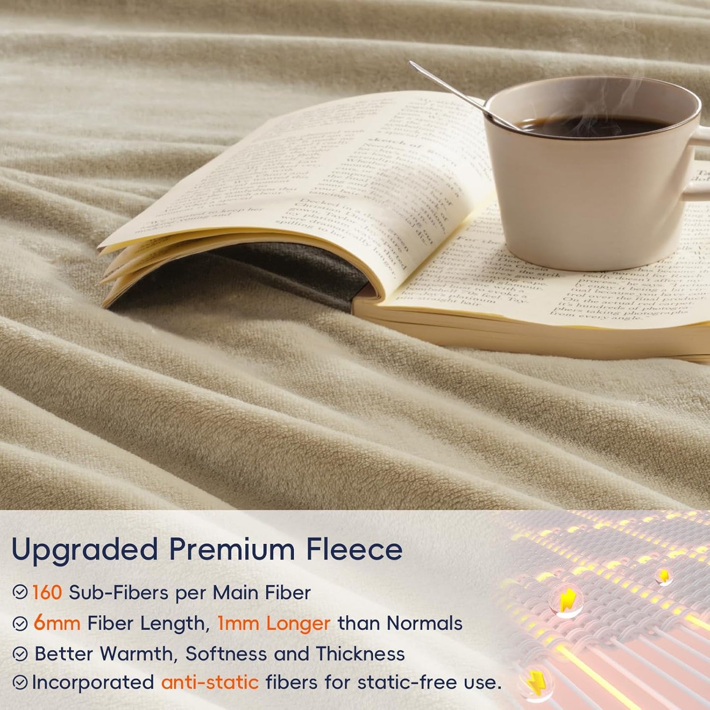 PHF Ultra Soft Fleece Blanket Twin Size, No Shed No Pilling Luxury Plush Cozy 300GSM Lightweight