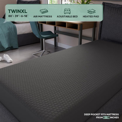 OhGeni 100% Waterproof Mattress Protector, Twin XL-Gray Size Mattress Pad, Fits 6"-20" Mattresses