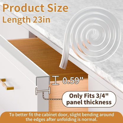 Cabinet Protectors for Kitchen Cabinets, Cabinet Door Edge Protector PVC Edge Guard Drawer Protector Prevent Wear, Chipping, Discoloration, Bumpers Clear, 3/4" Thick, 23'' Length