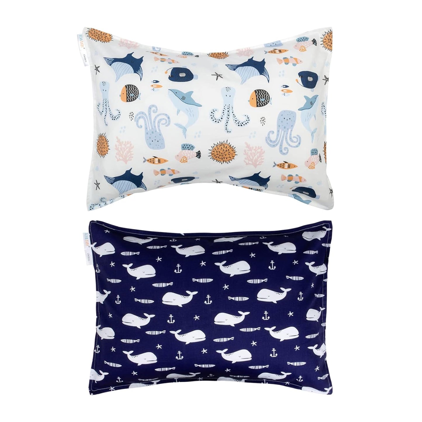 ALVABABY Toddler Pillowcases, Fits 14x20 in Kids Pillow, 2 Pack Organic Cotton Baby Pillow Cover Envelope Kids Pillowcases for Boys Girls 2Pillowcases-14x19 Inch (Pack of 2)