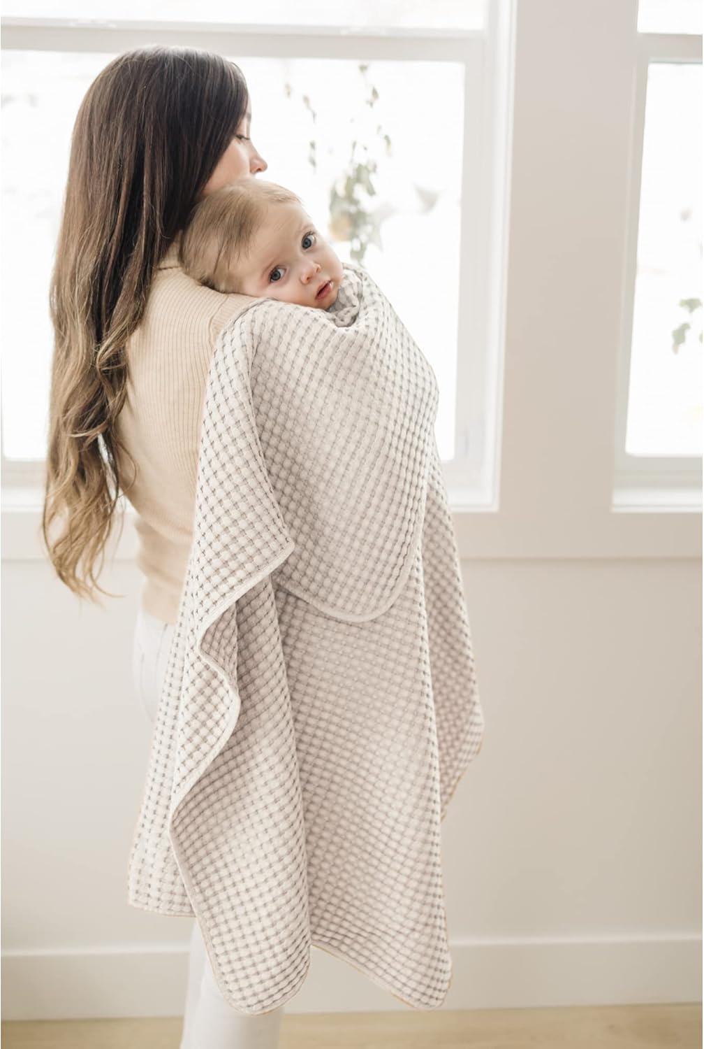 Konssy Waffle Baby Blanket - Soft & Cozy Nursery Swaddle Blanket, Lightweight Toddler Throw for