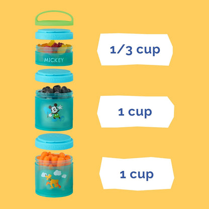 Whiskware Disney Stackable Snack Containers for Kids and Toddlers, 3 Stackable Snack Cups for