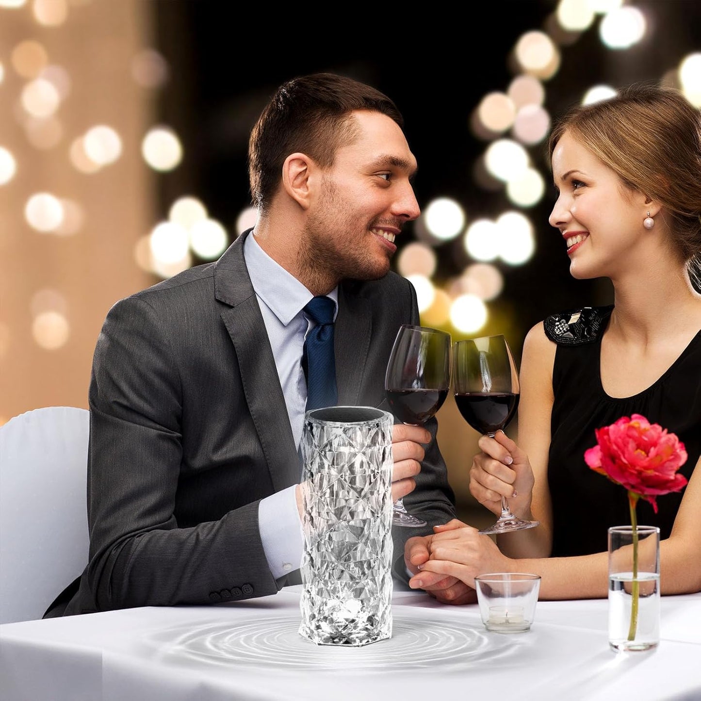 VoMii Crystal Lamp Touch, RGB 16 Colors Changing Night Light, Rechargeable Crystal Table Lamp Bedside Lamp, Rose Wave Diamond Night Light, Ambient Lighting for Bedroom/Game Room/Dinner/Living Room